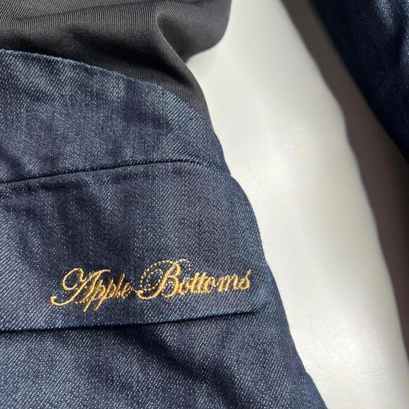 Apple Bottoms Denim Blazer Jacket Women XL Gold Logo Buttons Dark Wash Y2K Style - Picture 3 of 12